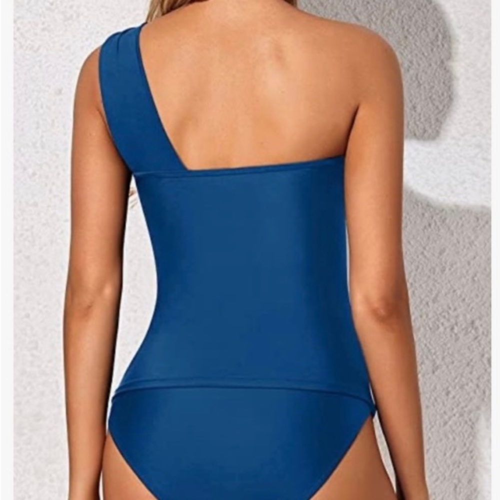 Tempt Me Ruched One Shoulder High Neck Tankini - Picture 3 of 5
